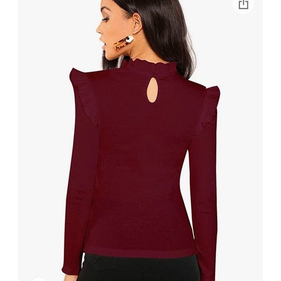 Collared ruffled slim fit blouse - Picture 3 of 6